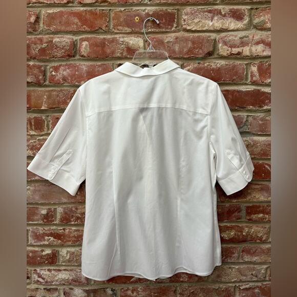 Talbots Non-Iron Button Up Shirt Womens Size 16 Elbow Length NWT White Workwear - Picture 3 of 8